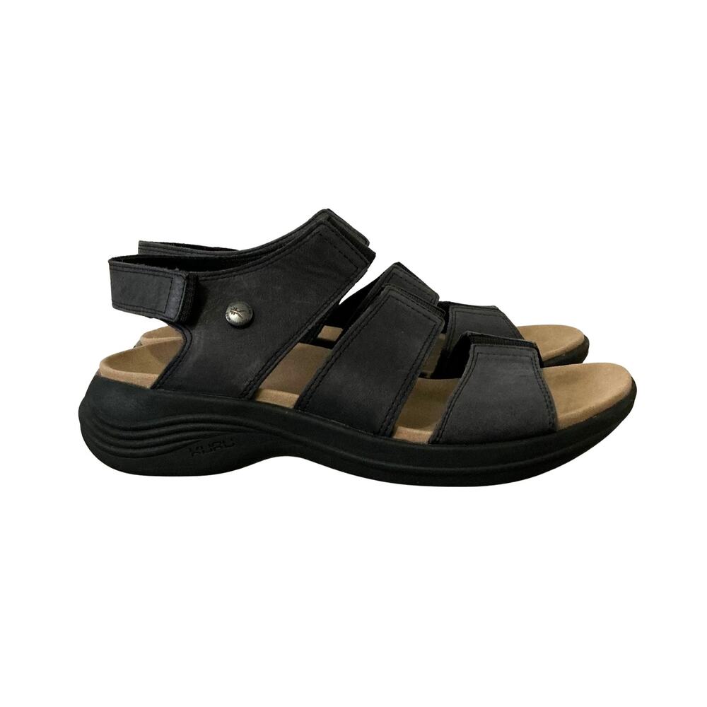 Kuru Coda Muse Matte Black Stretch Leather Strap Sandals Women’s Size 8M
